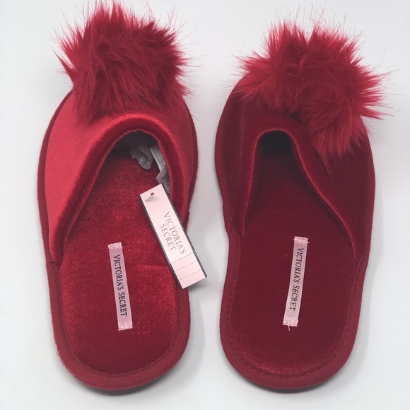 Victoria’s Secret Sexy Red POM POM Slippers NWT - Picture 4 of 8